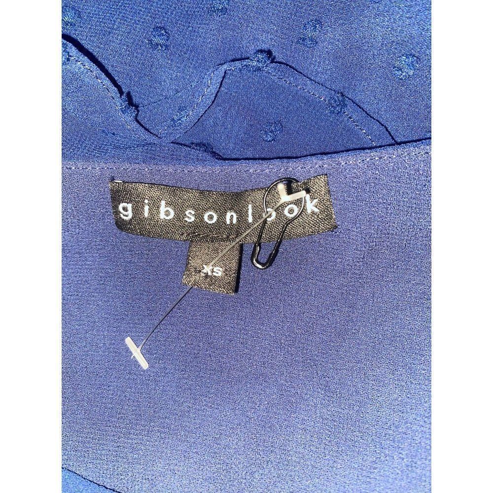 Gibsonlook, women's navy blue tied back basic blouse size XS - Picture 5 of 8